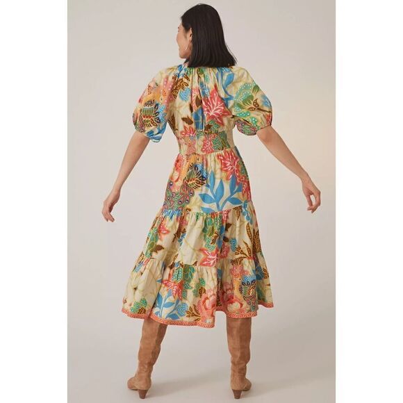 Anthropologie -Puff-Sleeved Midi Dress - Picture 2 of 9